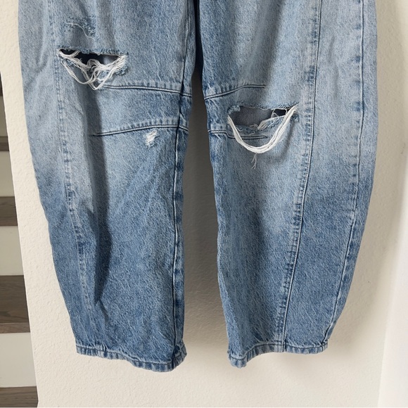 NWOT Free People We The Free Good Luck Mid-Rise Barrel Jeans in Barnyard Blue - Picture 5 of 7